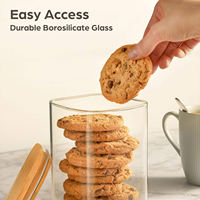 Conteneur de stockage en verre borosilicate multi-capacités avec couvercle hermétique en bambou, écologique, compatible lave-vaisselle, chauffable, pour café (vente en gros)