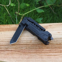 Couteau multifonction pliable tactique de camping en acier inoxydable 3Cr13 noir avec manche en nylon pour la survie en plein air