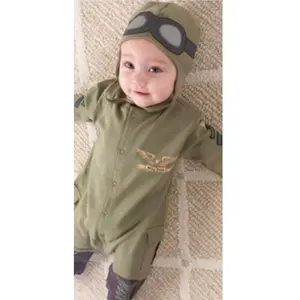 Pagliaccetto del bambino dell'abbigliamento del cappello della tuta di volo dell'esercito della manica lunga dei ragazzi infantili del cotone del bambino appena nato all'ingrosso