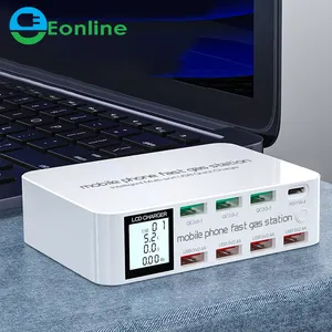 8 puertos cargador rápido 100W de carga rápida 3,0 cargador USB LED pantalla Digital HUB adaptador de USB 3,0 C cargador para iPhone 11 Xiaomi