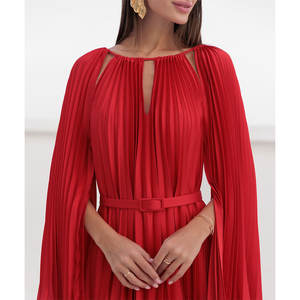 Femmes haute qualité en mousseline de soie <span class=keywords><strong>plissée</strong></span> Maxi robe décontracté fête formelle musulmane col rond mi-longueur imprimé <span class=keywords><strong>longue</strong></span> <span class=keywords><strong>jupe</strong></span> <span class=keywords><strong>plissée</strong></span> été - Product Image 3