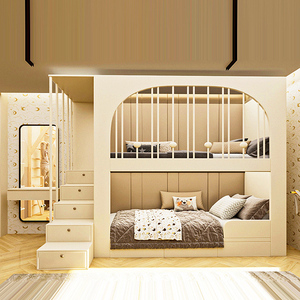 <span class=keywords><strong>Cama</strong></span> <span class=keywords><strong>infantil</strong></span> de doble nivel con <span class=keywords><strong>escalera</strong></span>, estilo crema simple y moderno, 1.2 metros de ancho, <span class=keywords><strong>cama</strong></span> doble con escaleras para el hogar - Product Image 3