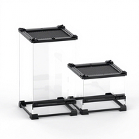Terrarium écologique en verre à porte unique pour lézards, grenouilles cornues et tortues, avec bac d'alimentation et zone d'escalade