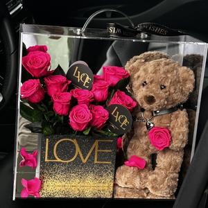 Orsacchiotto caldo di san valentino scatola giocattolo regalo di <span class=keywords><strong>Rose</strong></span> artificiali conservate fiore rosa regalo per 2025 san valentino - Product Image 3