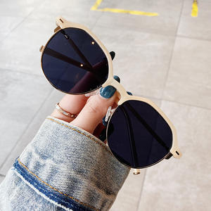 Lunettes de soleil Qianai style coréen rétro demi-cerclées UV400 pour femme, monture PC, verres en acétate, design irrégulier, type 3, pare-soleil - Product Image 3