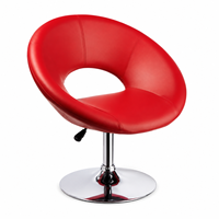 Tabouret de bar pivotant réglable en cuir PU, chaise de comptoir de cuisine ronde rembourrée avec base chromée pour la maison et les cafés
