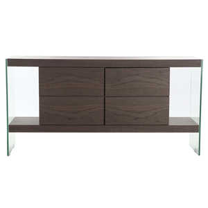 Buffet de MDF Cristal 160x45x80 Marrón Nogal - Product Image 1