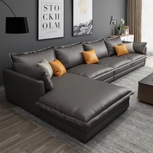 Factory <span class=keywords><strong>Outlet</strong></span> Muebles de sala de estar Sofá de cuero de alta calidad Conjunto Sofá en forma de L - Product Image 2
