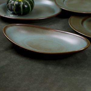 Assiettes ovales en porcelaine noire élégante en ébène, vaisselle écologique pour restaurant, maison, repas gastronomiques, service de banquet - Product Image 2