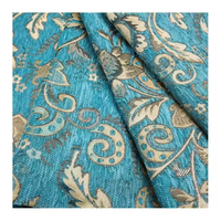 Tissu Textile de canapé pas cher Tissu d'ameublement Jacquard floral bleu lourd pour canapé