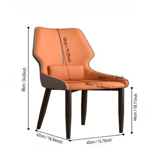 Sedia da Pranzo Moderna Minimalista Reclinabile con <span class=keywords><strong>Schienale</strong></span> <span class=keywords><strong>Alto</strong></span>, Cuscino in <span class=keywords><strong>Pelle</strong></span> PU e Gambe in Metallo per Ristoranti e Banchetti - Product Image 6