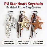 Porte-clés chien étoile 3D avec cordon tressé, breloque multi-pendentifs pour sac à main, accessoire de sac, anneau porte-clés pour femmes et filles