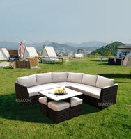 Großhandel Aluminium Garden Sectional Lounge Set Gartenmöbel Moderne Nordic Sectional Wicker Rattan Patio Sofa für Land