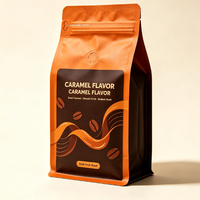 Sachets de café à fond carré avec logo personnalisé imprimé, pochette verticale avec valve et fermeture éclair, en feuille de kraft, marque privée, vente en gros