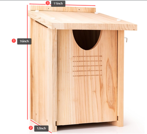 Cao cấp thời tiết gỗ Owl nhà 16x12x11 inch làm tổ hộp cho tiếng rít cú boreal Saw-whets kestrels ngoài trời chim nơi trú ẩn - Product Image 2