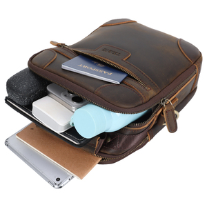 Bolso Bandolera de Cuero Genuino de <span class=keywords><strong>Vaca</strong></span> para Hombre Venta al por Mayor de Fábrica, Maletín de Hombro de Cuero Crazy Horse de Primera Calidad - Product Image 3