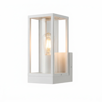 Applique Murale Extérieure en Alliage d'Aluminium Style Nordique Rétro avec Diffuseur en Verre Trempé, Étanche, Forme Carrée pour Porche et Balcon