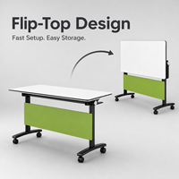 Table de formation pliable en bois avec roulettes verrouillables, plateau rabattable, gain de place, pour bureaux, salles de classe et salles de formation
