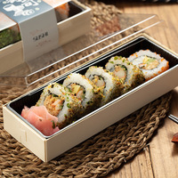 Boîte de rangement alimentaire, boîte d'emballage, boîte à sushis, boîte à sushis japonaise à emporter, en bois, pour fruits, gâteaux, personnalisable, biodégradable, jetable