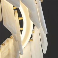 Suspension linéaire contemporaine en acier brossé et albâtre, luminaire de luxe pour salon et salle à manger, lustre en marbre
