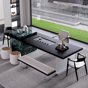 Ensemble table et chaises en bois massif - Style moderne minimaliste - Origine Chine - Élégance haut de gamme <span class=keywords><strong>pour</strong></span> bureau et salon - Product Image 3