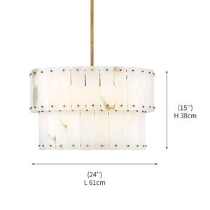 Lustre en albâtre à étages, décoration d'hôtel de luxe, rivet en laiton, luminaire suspendu en forme de tambour, pierre naturelle, lustre en albâtre <span class=keywords><strong>Simone</strong></span> - Product Image 4