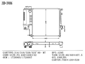 Radiadores Winsee Engine Parts 1728905/1728907/1247145 para <span class=keywords><strong>BMW</strong></span> 316/318/<span class=keywords><strong>320</strong></span>/325 <span class=keywords><strong>1990</strong></span>-MT, Radiador para Automóvil - Product Image 4