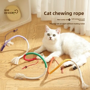 Giocattolo da Masticare per Gatti in Corda di Cotone con Nodo, Bastoncino Anti-Noia per Auto-Intrattenimento, Giocattolo Durevole per la Dentizione, Bacchetta Teaser per Gattini e Cani - Product Image 2