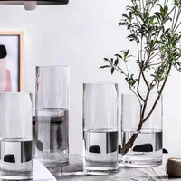 Vase cylindrique en verre transparent de luxe moderne, fait main, grand format, pour la décoration de bureau, de la maison, de mariage, de table, minimaliste, restaurants