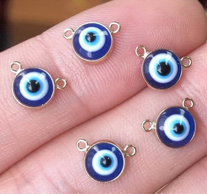 Pendentifs hypoallergéniques 14K Gold Filled 6mm Blue Eye Charms avec 1-3 boucles horizontales ou verticales pour la fabrication de bijoux à bricoler soi-même - Product Image 5