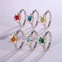 9 Anillos de Plata de Ley S925 con Moissanita Starfire de 2 Quilates, Diseño Colorido en Forma de Estrella, Venta al Por Mayor en Alibaba