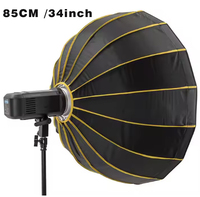 Boîte à lumière hexadécagonale pliable de 85 cm, pliage rapide, Softbox de 65 cm pour flash de studio vidéo et lumière monobloc, Softbox Glow Lock