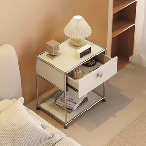 Mesitas de noche blancas de acero inoxidable simples modernas, mesita de noche de <span class=keywords><strong>Metal</strong></span> Modular para dormitorio, Hotel, Villa, apartamento - Product Image 1