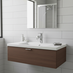 Grifo de Ángulo Moderno de Latón sin Plomo, Antirrayas, Monomando, para Baño, Montaje en Cubierta, Pulido, 2 Años de Garantía - Product Image 3