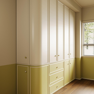 I Shape Dormitorio Armario Combinación de colores Encantador Matcha Crema Diseño francés Armario