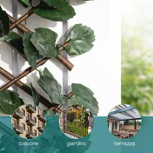 Artificial Hedge with <b>Leaves</b> on Expandable Trellis 100x200cm Natural Wood Trellis for Privacy Garden Decor - Product Image 3