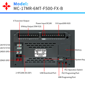 5นิ้ว HMI PLC All-in-one FX1S FX3S FX3G <span class=keywords><strong>FX3U</strong></span> เคาน์เตอร์และแกนความเร็วสูงในตัว AD DA อนาล็อกและการควบคุมอุณหภูมิ - Product Image 6