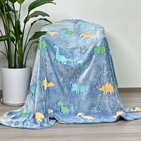 FF6248 Couverture Lumineuse à Motif Citrouille et Fantôme d'Halloween, en Flanelle Douce, pour Chambre et Canapé, Brille dans le Noir