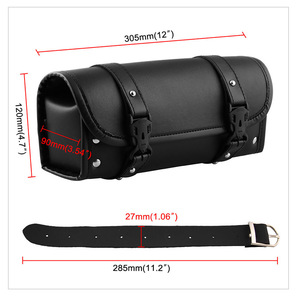 <span class=keywords><strong>Alforjas</strong></span> de Cuero y Bolsa de Herramientas para Horquilla Delantera para Motocicletas <span class=keywords><strong>Yamaha</strong></span> y Suzuki - Ajuste Universal, Color Negro, Accesorios de Almacenamiento de Alta Calidad - Product Image 4