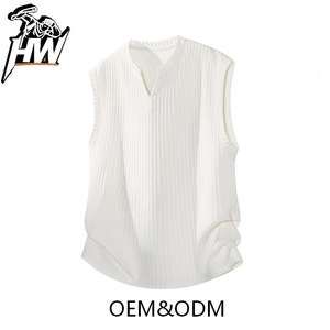 T-shirt de sport décontracté pour homme, style américain, sans manches, col en V, polyester, pour l'été - Product Image 3