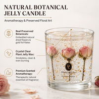 Gel Gelée Bougies Parfumées Coulées À La Main Contenant Des Fleurs Séchées Plante Huile Essentielle Aromathérapie