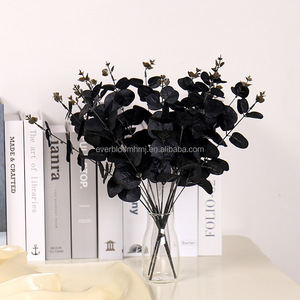 Décoration florale d'Halloween A191 Artificielle Tige d'Eucalyptus <span class=keywords><strong>Noir</strong></span> <span class=keywords><strong>Fausse</strong></span> Feuille d'Eucalyptus Branche Bouquet Arrangement <span class=keywords><strong>Fleur</strong></span> de Soie Noire - Product Image 4