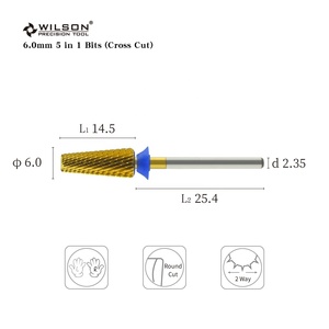 Outil de perçage pour ongles, embouts plaqués or, embouts à coupe croisée 6,0 mm, ensemble de 5 embouts de perçage pour ongles en gros, outils en quartz - Product Image 2