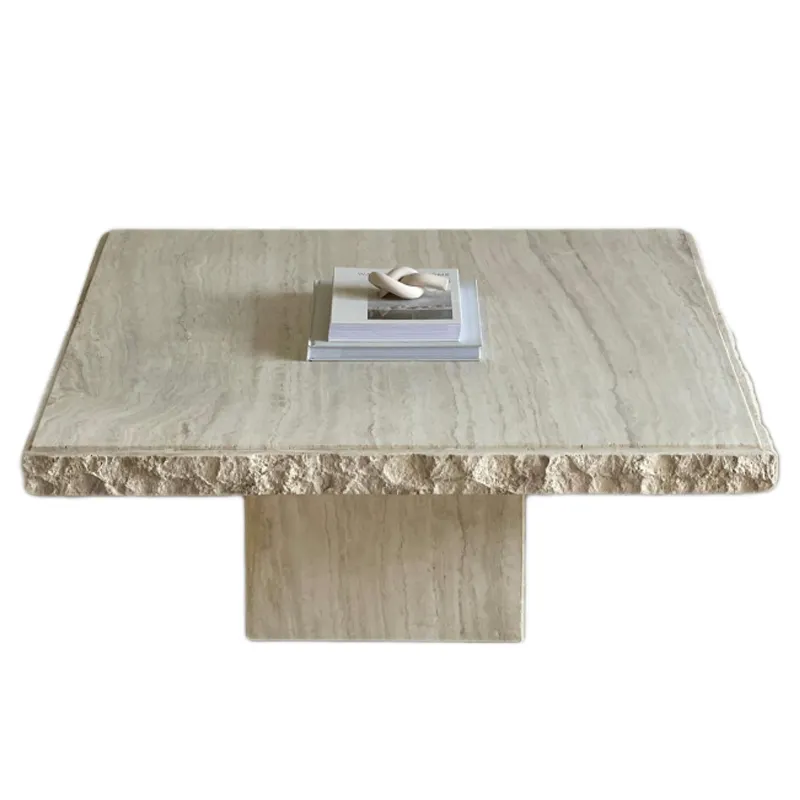 Customized Luxury Natural Stone Home Furniture Side Table Travertine Coffee Table