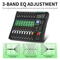 Mixer Audio profesional 8 saluran, desain baru USB 48V Phantom Power Stereo DJ Studio MP3 pencahayaan Video