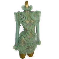 Robe moulante de soirée Rococo Européen avec strass et volants pour anniversaire, banquet, dîner, tenue de club pour femme, mini-robe de fête