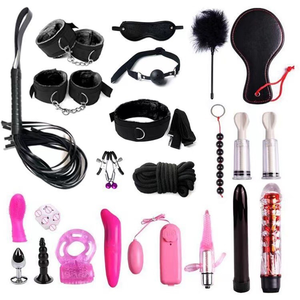 Jouets sexuels pour adultes BDSM, 23 pièces, kits de bondage en cuir PU, ensemble de restraints pour lit, pour couples débutants, exploration sensorielle, jeux SM - Product Image 1