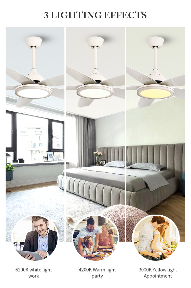 Breeze.Lux Model good quality traditional series 48 inch 5 blade ABS material White 5 blades AC motor ceilling fan light