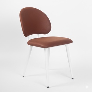 Ensemble de table à manger extensible moderne en verre avec 4 chaises en velours orange rouille et pieds en métal blanc, mobilier de cuisine de luxe pour la maison et les cafés - Product Image 3