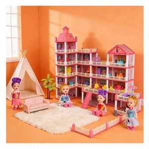 Casa de Juguete de Plástico Inspirada en una Villa de Aventuras, con Dormitorio, Cocina, Baño, Balcón y Muebles, Regalo para Niños de 5 a 7 Años - Product Image 1